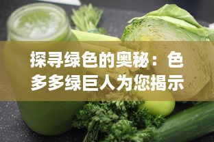 探寻绿色的奥秘：色多多绿巨人为您揭示健康饮食的秘诀与可能性 v6.1.5下载