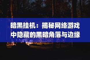 暗黑挂机：揭秘网络游戏中隐藏的黑暗角落与边缘玩家的无尽挂机之路