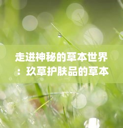 走进神秘的草本世界：玖草护肤品的草本科技与皮肤调理秘密 v9.1.3下载